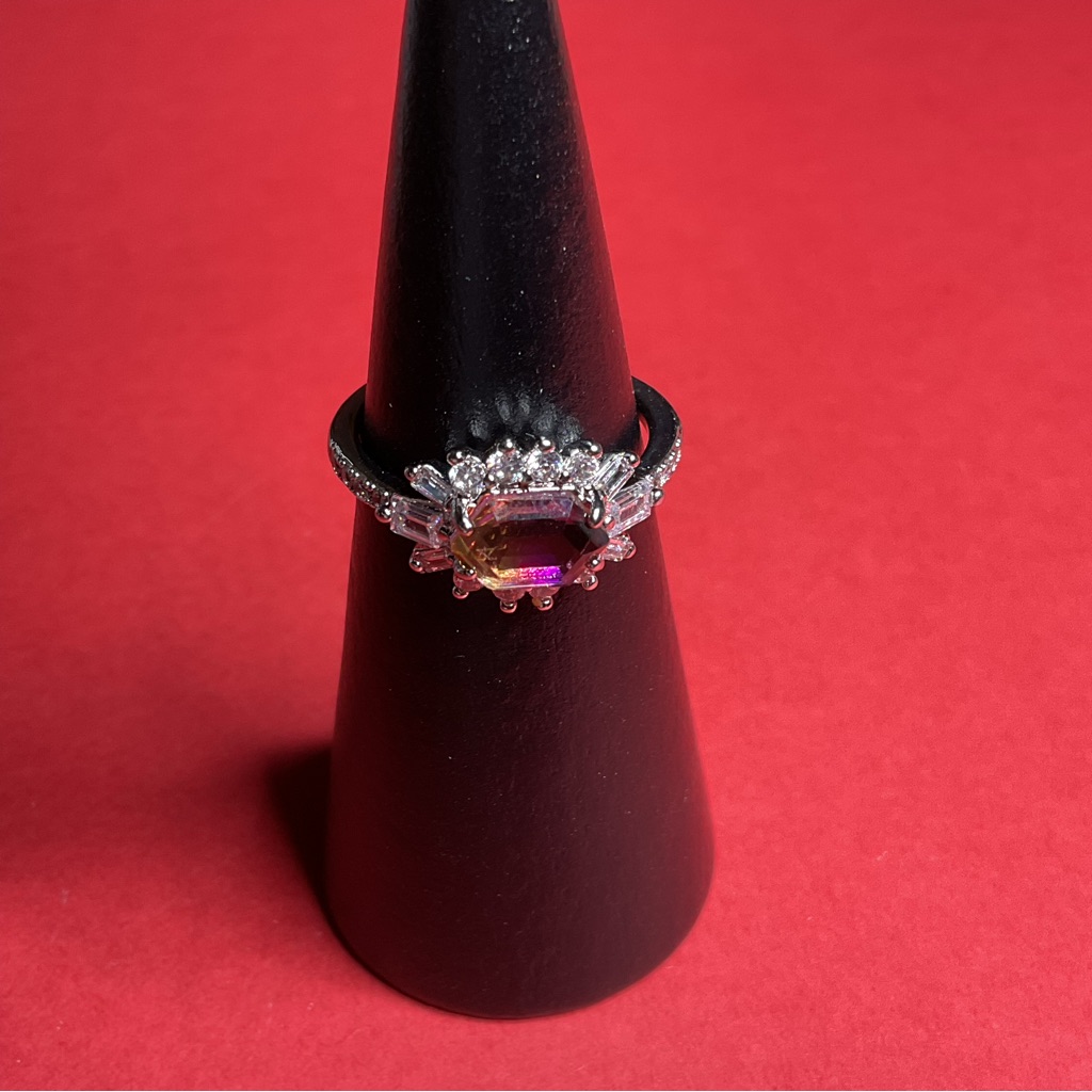 Bomb Party Rbp6127 “Endless Daydream” Tourmaline On Rhodium Size 8 Ring Nwot